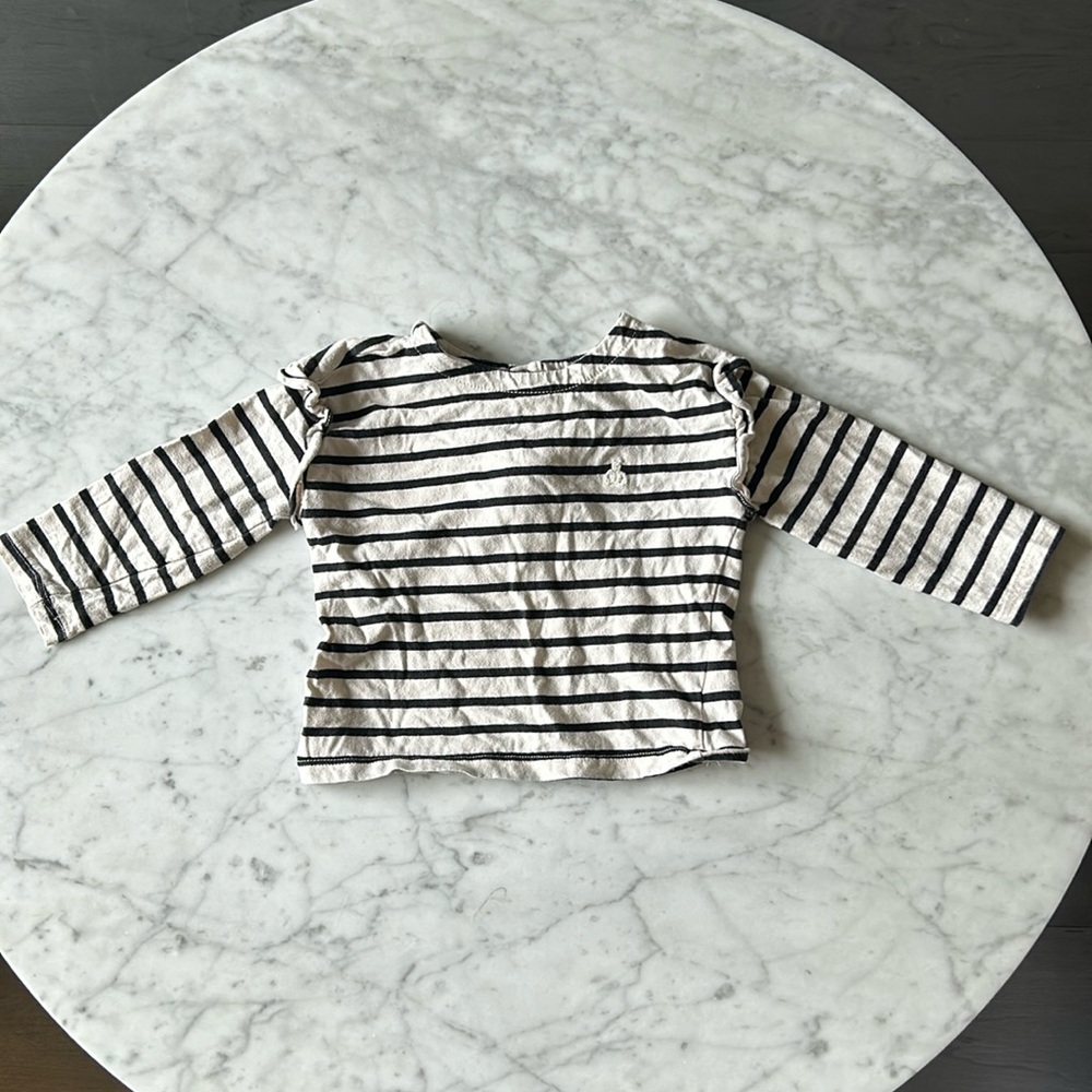 Baby gap navy and white striped long sleeve tee size 18-24 months